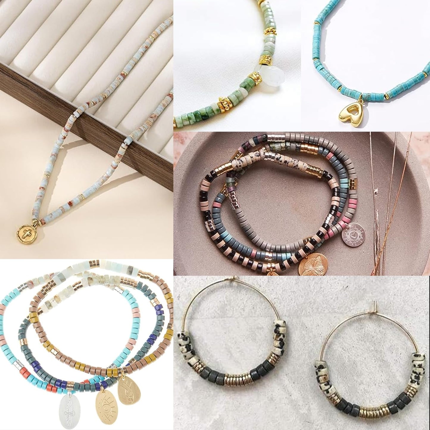 NITOPUPU 150Pcs 4×2mm Natural Spectrolite Spacer Stone Beads for Jewelry Making Supplies, Loose Semi Flat Round Gemstone Tube Beads for Bracelets DIY Crafts