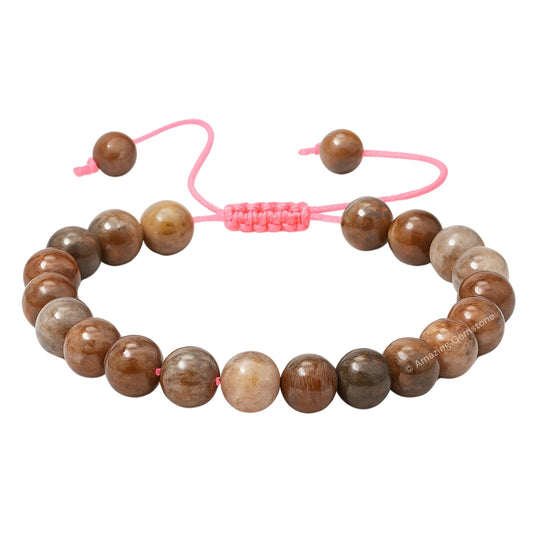 Amazing Gemstone Original Sunstone Bracelet for Women Men's Gifts - Protection Healing Crystal Bracelet - 8mm Beaded Adjustable Bracelet Pulseras Para Hombres Mujer Stocking Stuffers