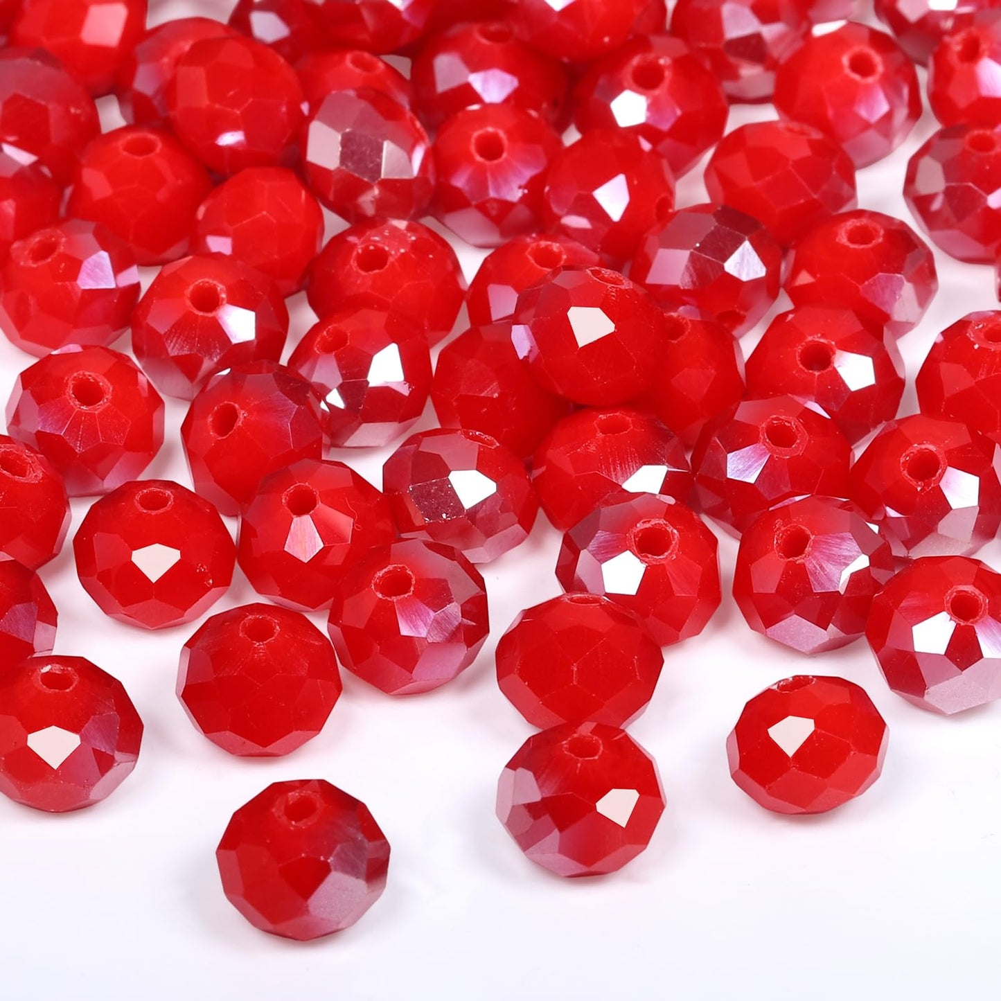 NITOPUPU 500pcs 6mm Crystal Glass Beads for Jewelry Making Faceted Rondelle Flat Beads for Bracelets Necklace Earrings DIY Crafts (AB Red Jade Half-Plated Crystal Bead)