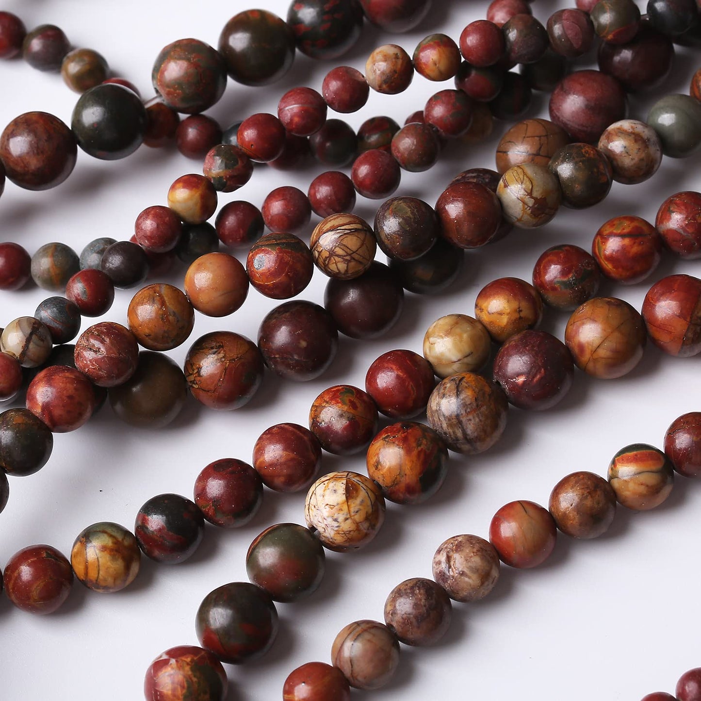 32PCS 12MM Natural Picasso Jasper Round Loose Stone Beads for Jewelry Making DIY Energy Stone Healing Power Bracelet 15"