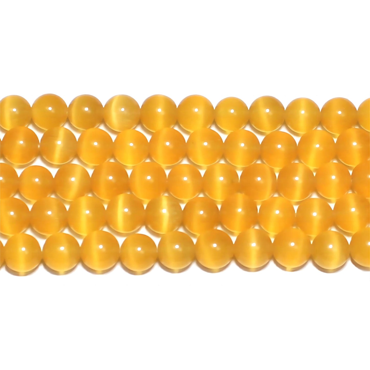 MJDCB 30pcs Golden Yellow Cat Eye Stone Beads 12mm Round Crystal Loose Bead for Jewelry Making DIY Bracelets Necklace
