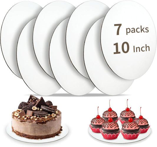Bake Choice 10-Inch Round Cake Boards - 7 Pack Food-Grade, Waterproof & Oil-Proof Corrugated Bases