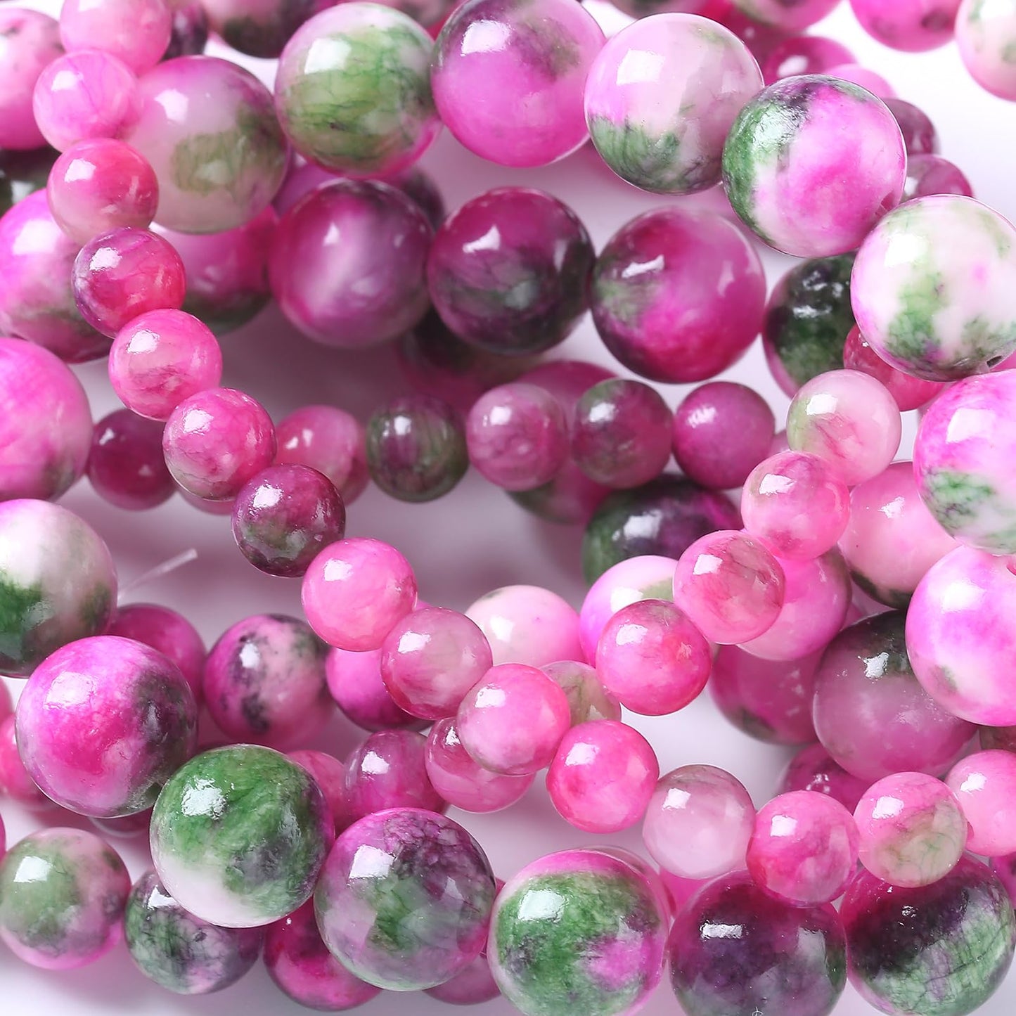 12MM 32PCS Pink Green Persian Jade Spacer Loose Beads for Jewelry Making DIY Bracelet Necklace