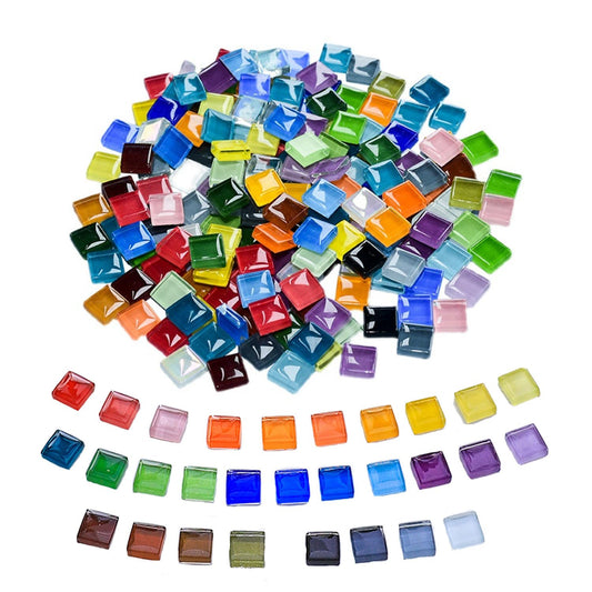 1100pcs Mixed Colors Glass Mosaic Tiles, DIY Mosaic Tiles for Crafts, 2.2lbs Crystal Stained Glass Tiles, Children Handmade DIY Art Craft Projects for Home Decoration