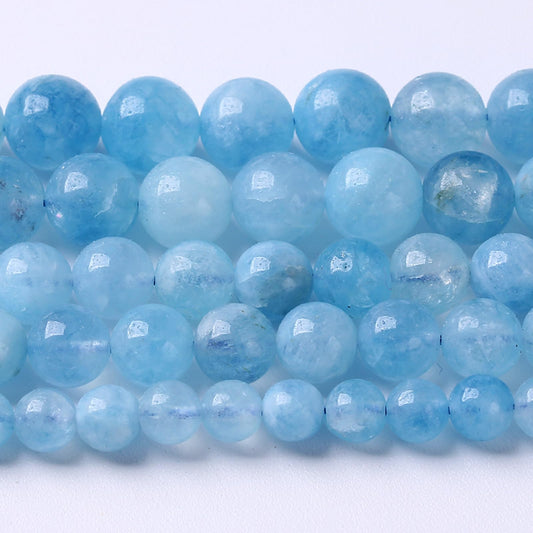 180pcs 4MM Blue Aquamarine Jade Natural Stone Beads Round Loose Crystal Energy Beads for Jewelry Making DIY Bracelet Necklace 2 Strands 32"