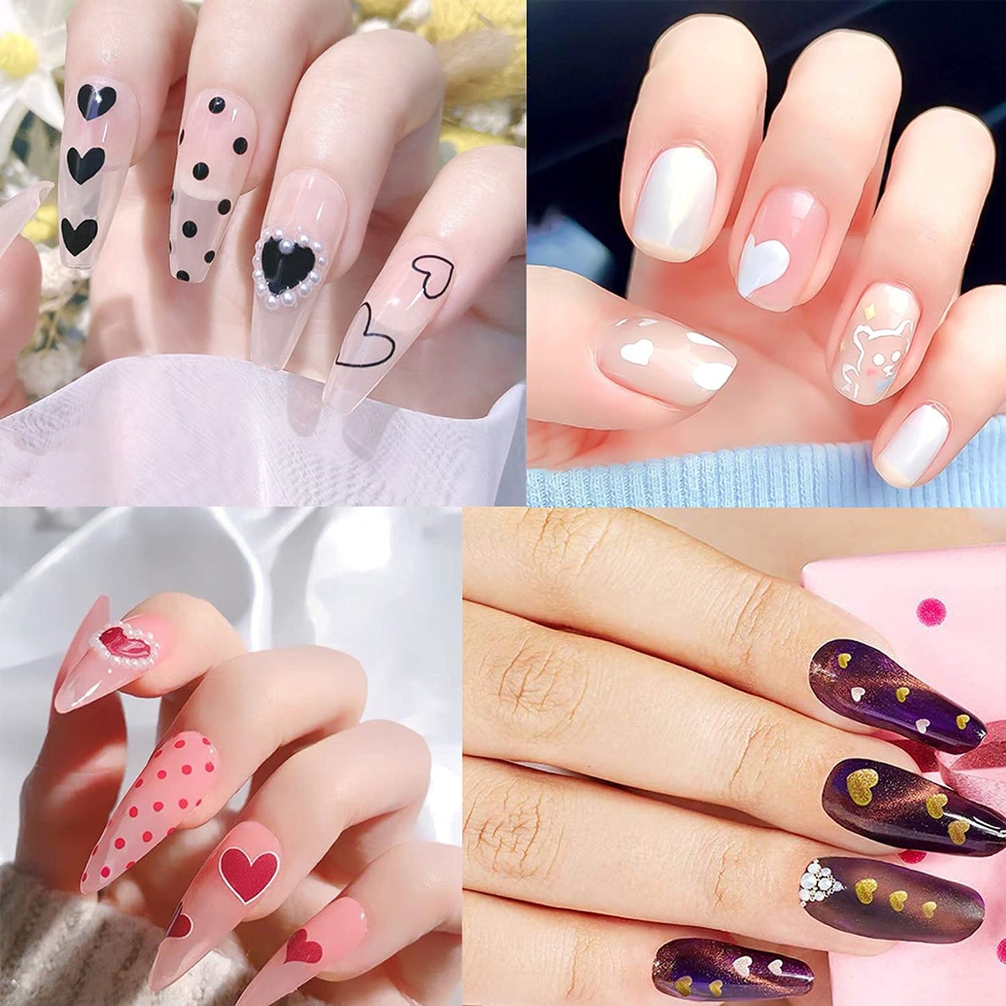 6 Sheets Mahjong Nail Art Stickers with 8 Sheets Heart Nail Art Stickers