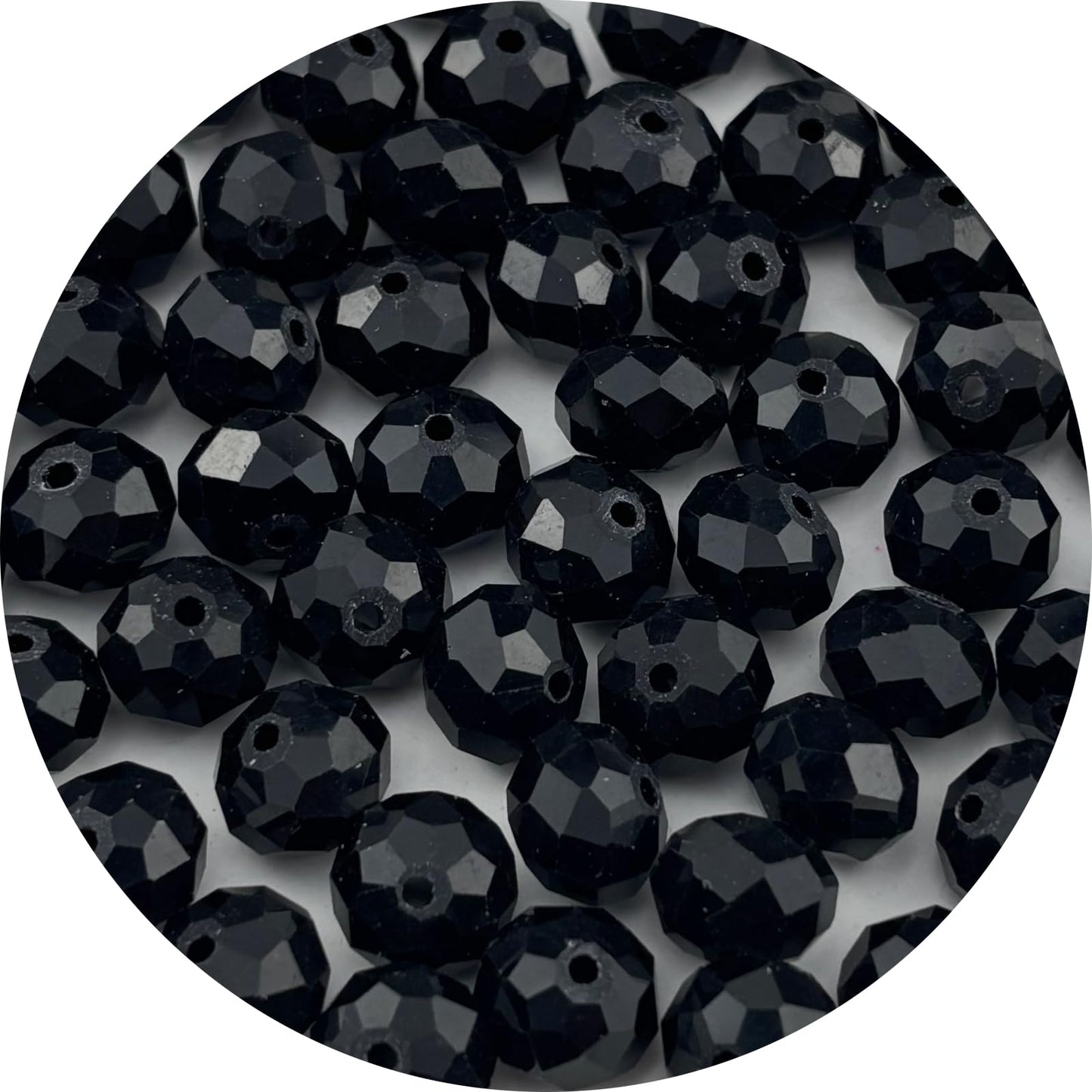Pinhoollgo 200pcs 6mm Crystal Glass Beads Faceted Rondelle Glass Spacer Beads for Bracelets Necklace Pendants Earrings Key Chains Jewelry Making(Black)