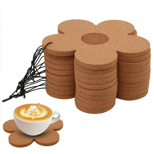 10PCS Large Flower Cork Coasters 190mm×10mm Reusable Absorbent Heat Resistant Cork Mats for Drinks DIY Crafts Table Protection Plants Home Kitchen