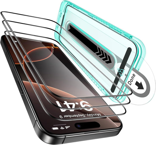 3 Pack 16 [9H ESR for iPhone Pro Screen Protector, Hardness] [Military Grade Shatterproof] Tempered Glass Film