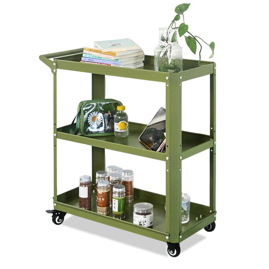 XCX 3 Tier Rolling Tool Cart with Lockable Silent Wheels, 330 LBS Capacity, Metal Service Cart for Home, Garage, Warehouse, Workshop