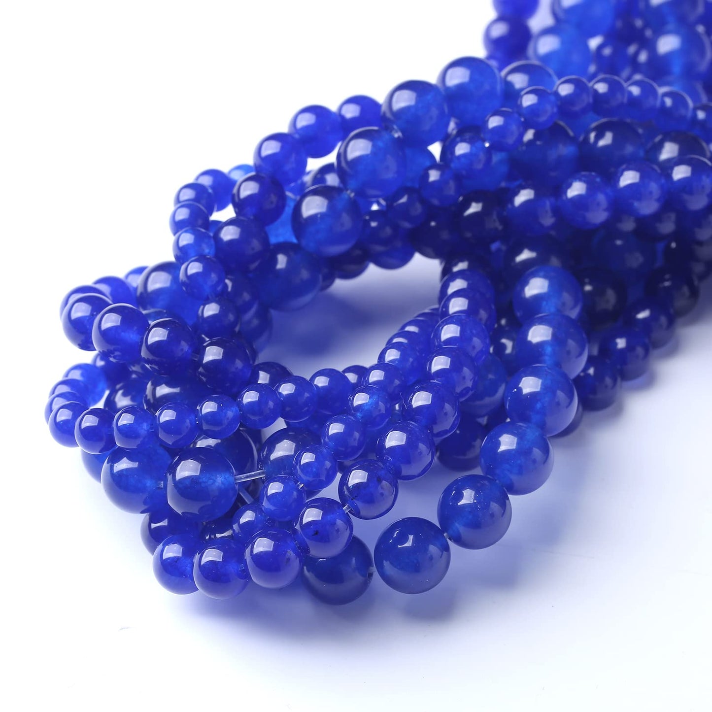 60PCS 6MM Natural Blue Chalcedony Stone Beads Energy Healing Beads for DIY Jewelry Bracelet Necklace Making for Jewelry Making15Inch