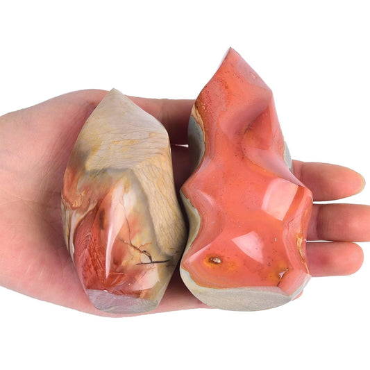 AMOYSTONE Polychrome Jasper Flame Shaped Stone Tower Obelisks 2-4 Pcs 1 Lb Total Natural Crystal Reiki Energy Home Office Decor