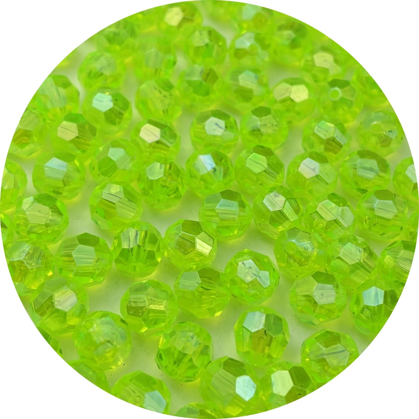 Pinhoollgo 1000pcs 6mm Acrylic Faceted Round Beads AB Colors Glossy Acrylic Beads Round Spacer Beads with Hole for DIY Bracelet Necklace Jewelry Making Supplies Handmade Craft(Fluorescent Green AB)