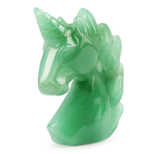 Artistone 2" Green Aventurine Jade Unicorn Stone Figurines Hand-Carved Crystal Unicorn Ornament Statue Symbol of Courage Sculpture Decoration Gift