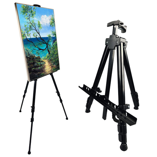 Art Painting Display Artist Easel Stand,Ns Jymb Portable Metal Adjustable Easels for Painting Canvases Height from 17 to 66 Inch - Carry Bag for Table-Top/Floor Displaying and Wedding Signs - Black