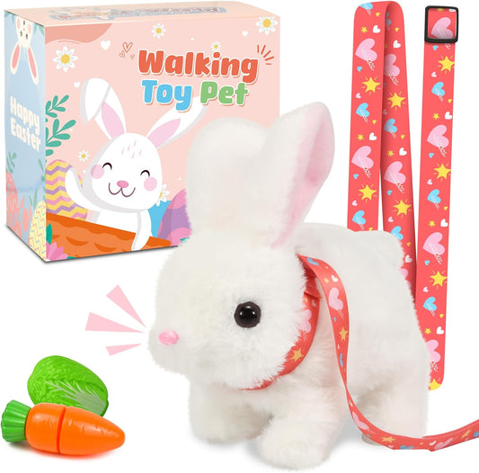 Bunby Easter Robot Bunny Pal - Interactive Plush Toy with Sounds & Hopping Action | White