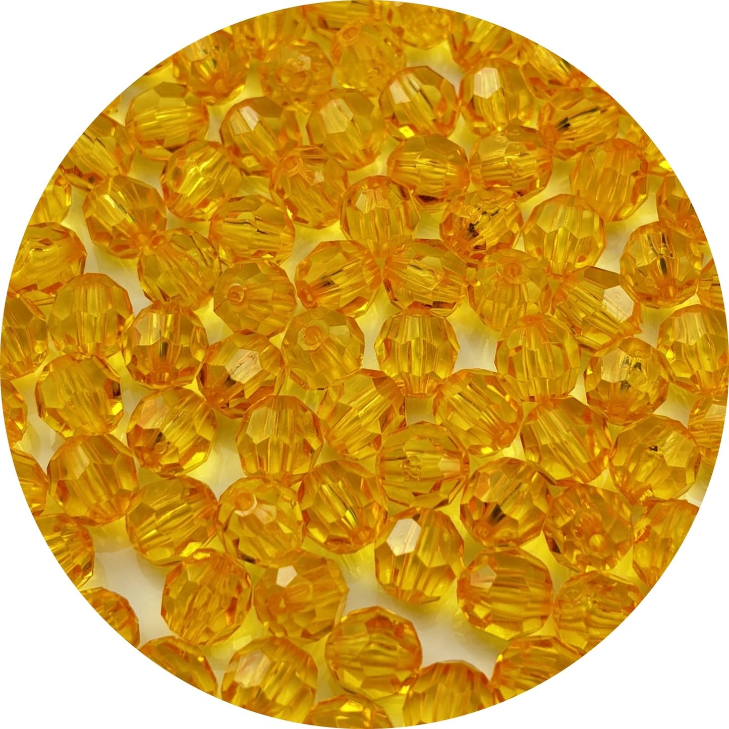YUEXIGO 200pcs 10mm Acrylic Round Faceted Beads for Crafts Faceted Spacer Beads for Sewing Crafts Decoration Necklaces Bracelets Earrings Jewelry Making(Gold Yellow)