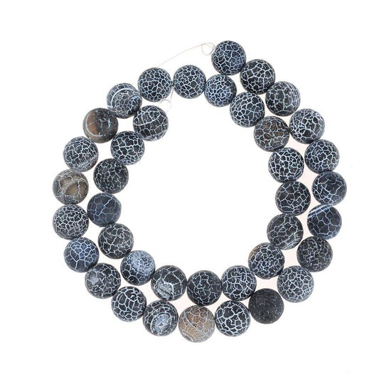 10mm Natural Black Frosted Agate Gemstone Round Loose Beads Crystal Stone Bracelet Necklace Accessories Crafts for Jewelry Making DIY,1 Strand 15"