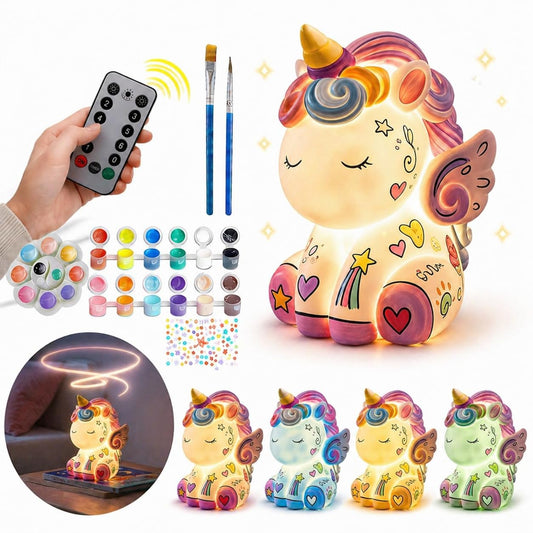HLDWJ Paint Your Own Night Light Art Kit - Easter Gifts for Kids, Easter Basket Stuffers for Girls & Boys, Egg Coloring Craft Kits, Unicorn Toys for Ages 4-8 8-12