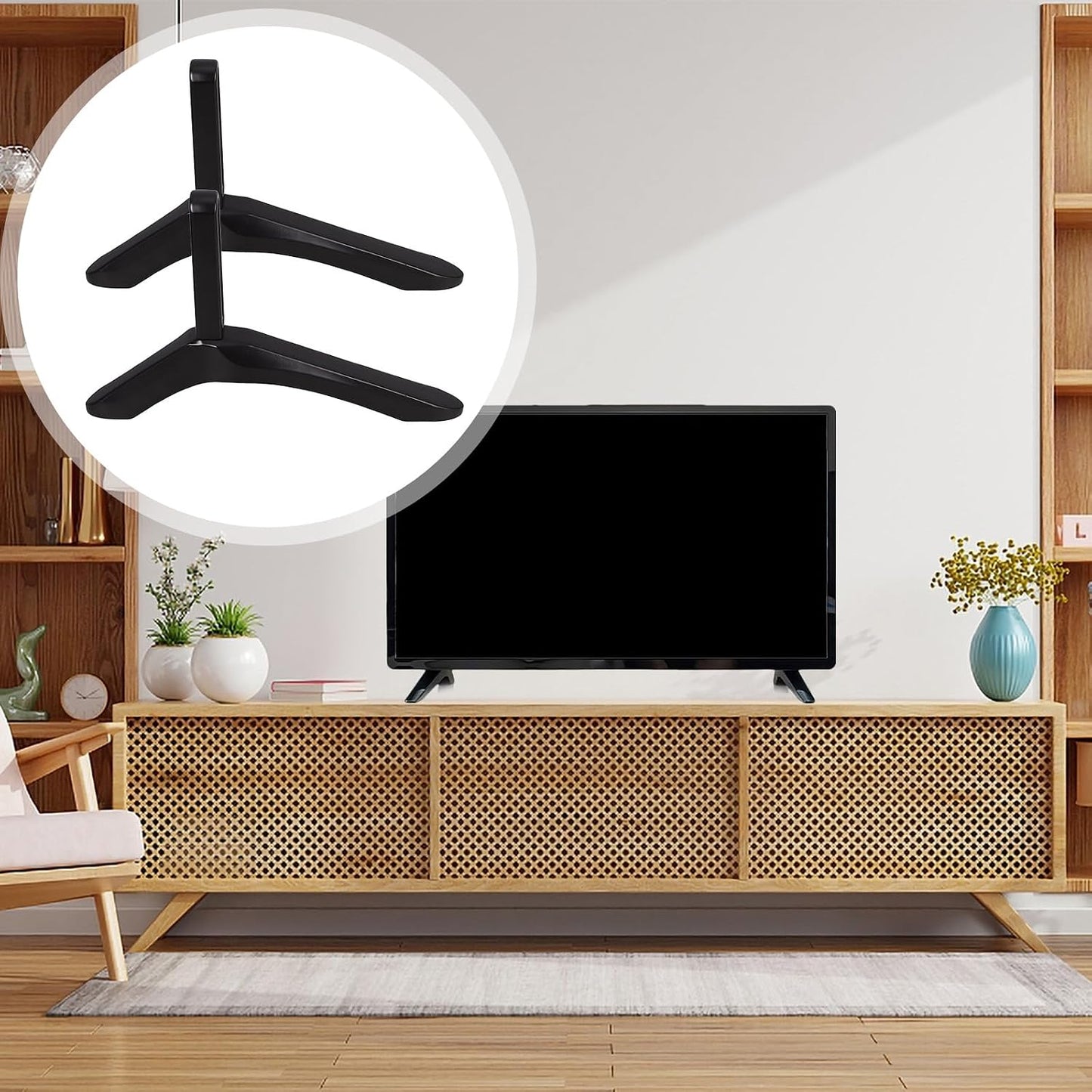 GALPADA Universal TV Stand Base with Screws, Iron Tabletop Support Bracket for Replacement TV Stand Legs, Compatible