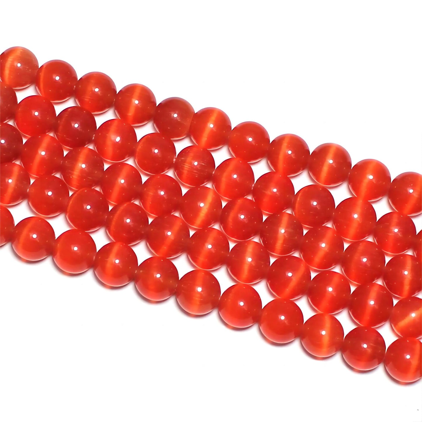MJDCB 30pcs Red Cat Eye Stone Beads 12mm Round Crystal Loose Bead for Jewelry Making DIY Bracelets Necklace