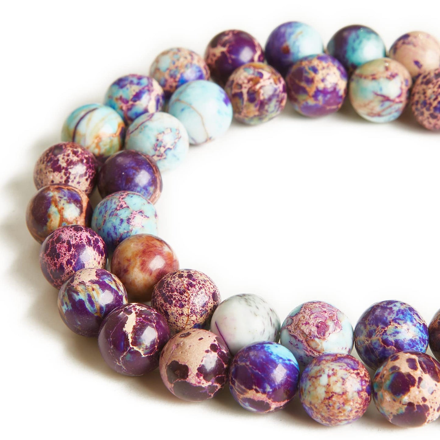 100pcs 10mm Colorful Imperial Jasper Beads Natural Gemstone Beads Round Loose Beads for Jewelry Making