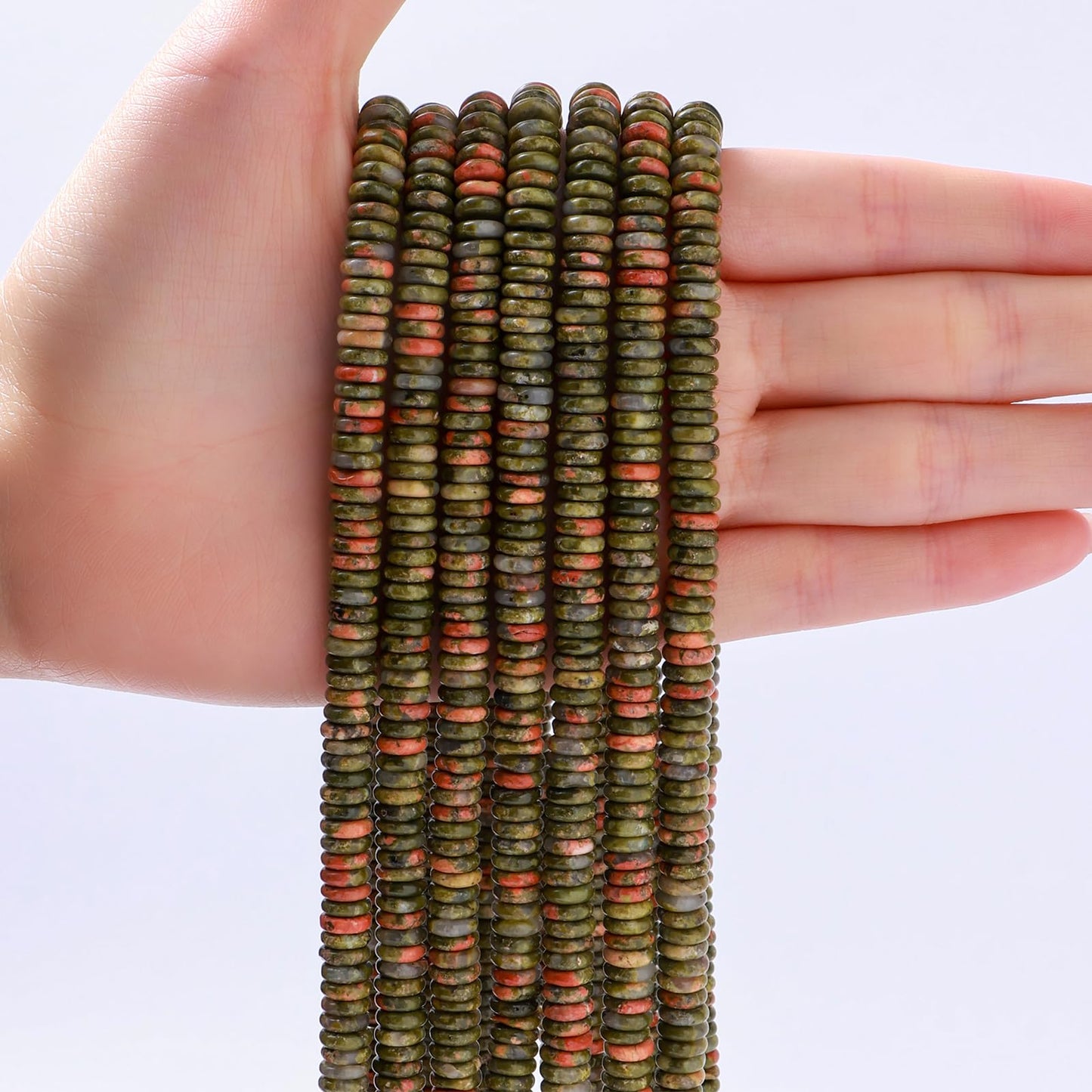 Natural Unakite Disk Stone Spacer Beads 6x2mm 38cm/str Flat Rondelle Loose Semi Gemstone Caps for Making Bracelets Necklace
