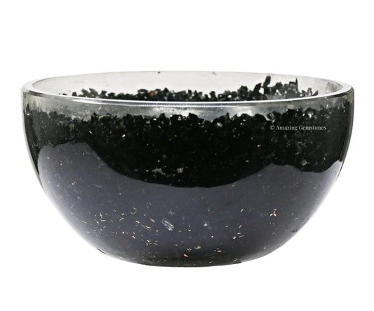 Amazing Gemstone Black Tourmaline Orgonite Orgone Crystal Gemstone Bowl - 3" Orgonite Black Tourmaline Crystal Bowl for Meditation, Crystals and Healing Stones Gift and Protection