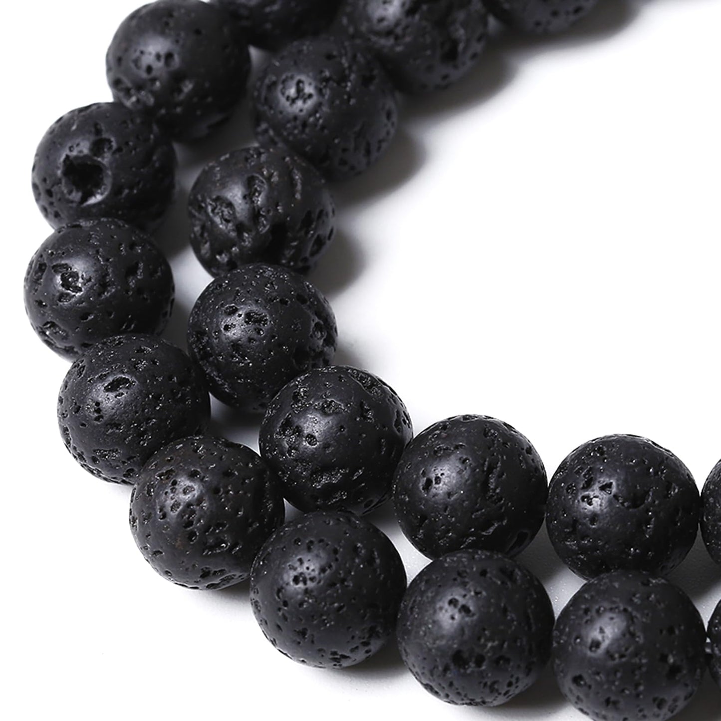 12MM 32pcs Natural Stone Beads Black Volcanic Lava Gemstone Round Loose Beads for Jewelry Making Bracelet 1 Strands 15"