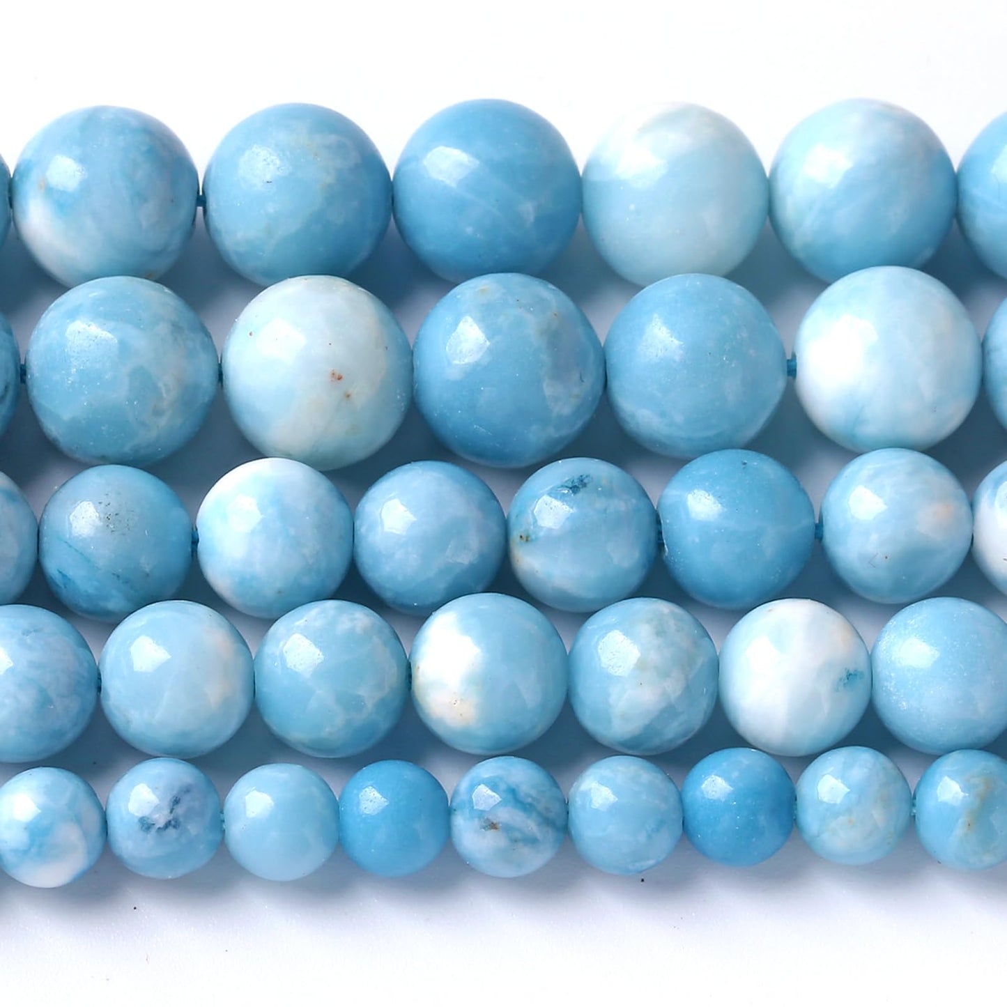 12MM Natural Larimar Blue Gemstone Beads Stone Round Loose Beads for Jewelry Making DIY Bracelet 32pcs 1 Strands 15"