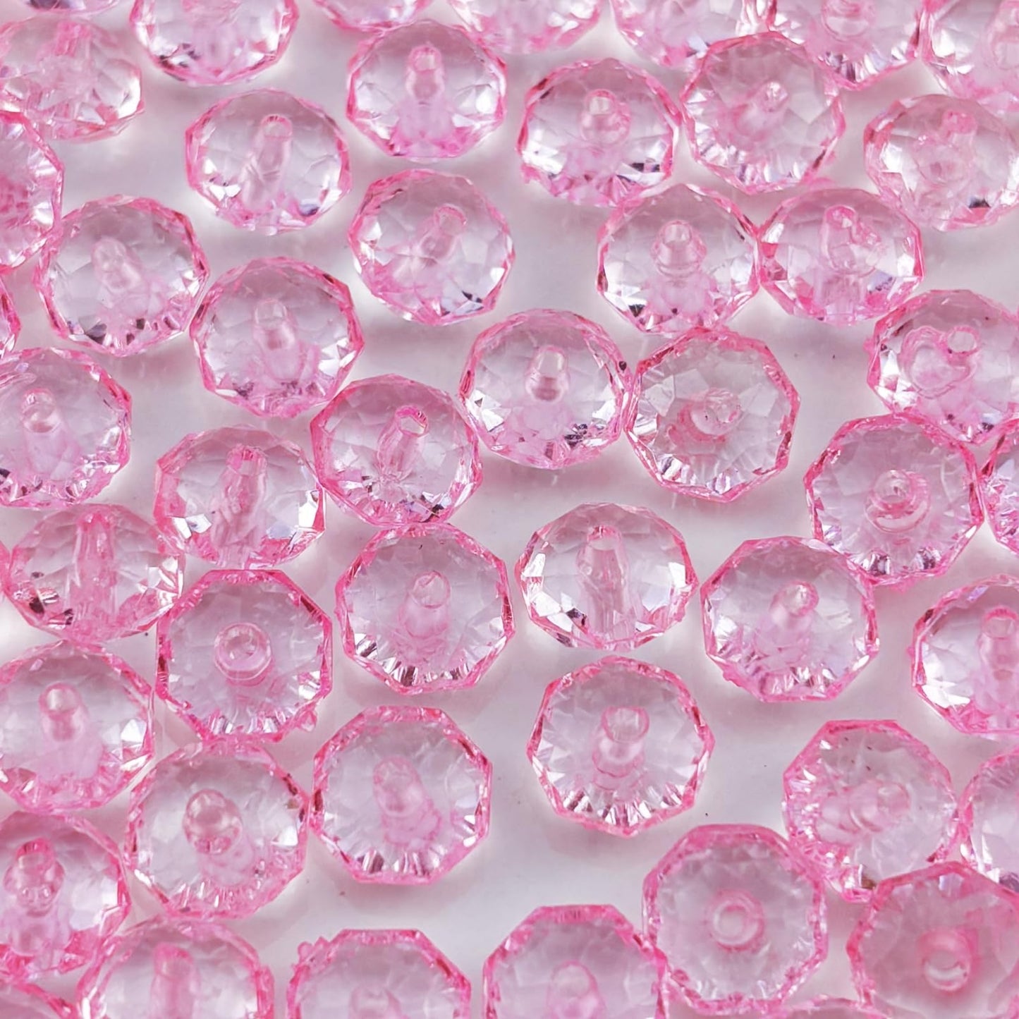 YHYPOCI 200pcs 10mm Acrylic Crystal Beads, Faceted Rondelle Acrylic Spacer Beads for Wind Chimes Bracelet Necklace Earring Keychain Jewelry Making DIY Crafts(Pink)