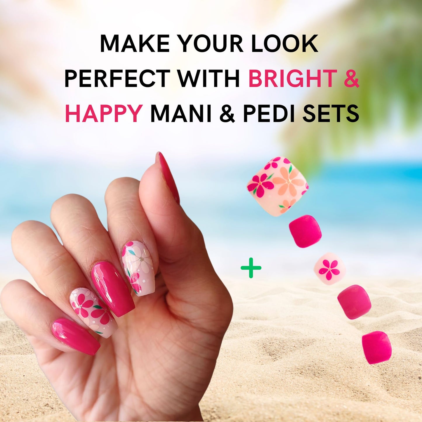 ALICE & BELLA Semi Cured Gel Nail Strips-20 PCS Vibrant Hot Pink Nail Strengthening Gel Stickers, Use with UV Light Lamp, Salon Quality Manicure Wraps (Bright & Happy)