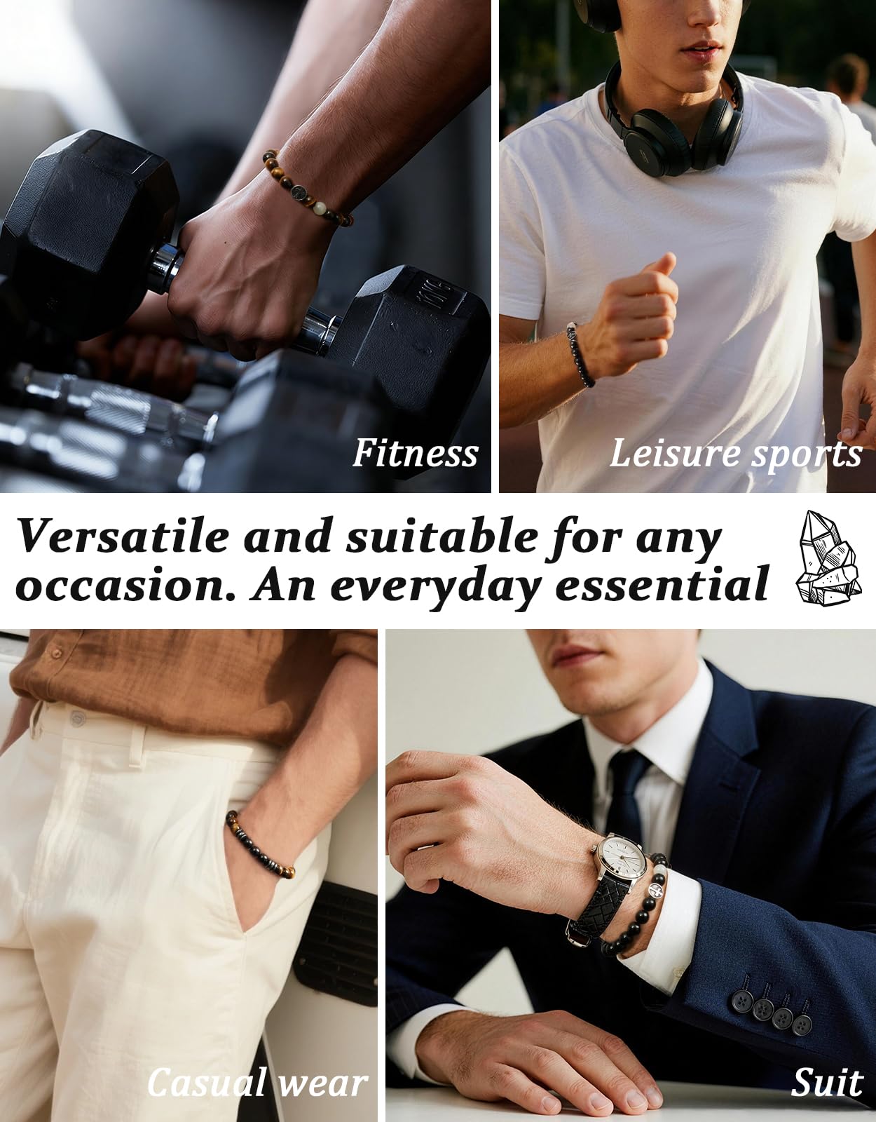 Landorilo Gifts for Men, 8mm Natural Stone Beaded Bracelets, Black Tourmaline & Labradorite Healing Bracelet, Handmade Mens Jewelry Gift for Him, Husband, Son, Father, Friend(To My Son-8.3in)