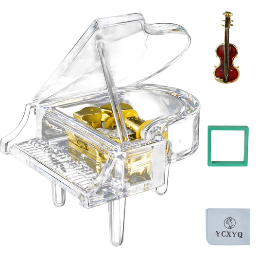 YCXYQ Transparent - Piano Music Box Mechanical Clockwork Crystal Piano High-End Acrylic Ornament Crystal Craft (Music: Canon)