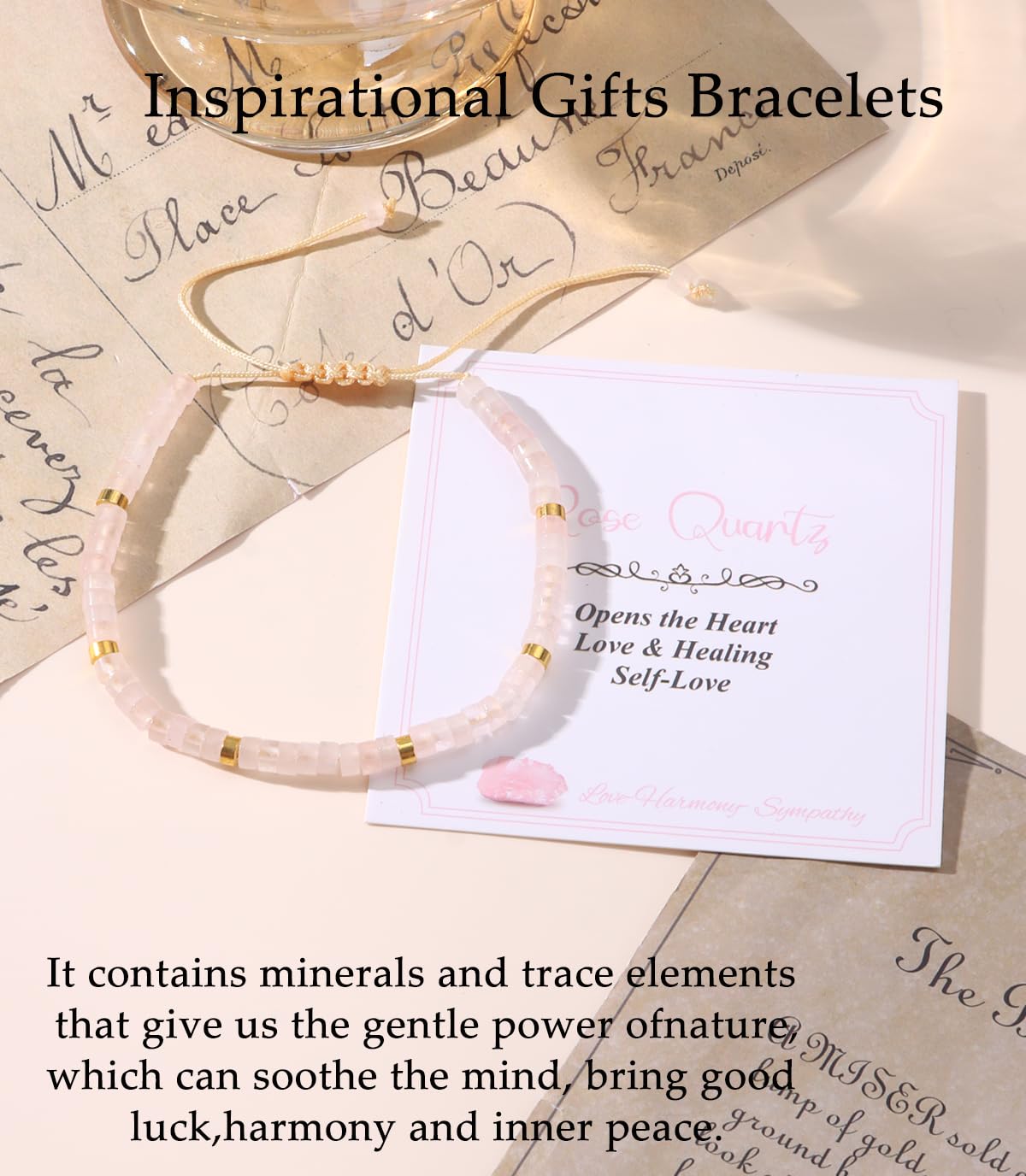 CASDAN Natural Crystal Healing Beaded Bracelet for Women Natural Stone Adjustable Braided Rope Bracelets Spiritual Inspirational Gifts Bracelets