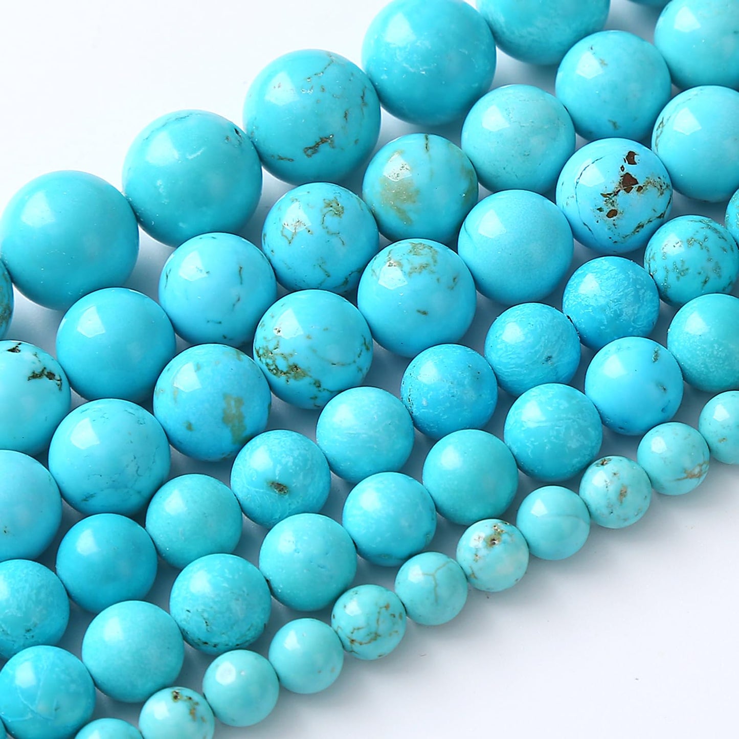 12MM Natural Turquoise Gemstone Beads Blue Stone Round Loose Beads for Jewelry Making Bracelet 32pcs 1 Strands 15"