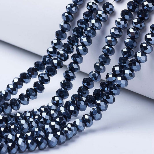 10 Strands Faceted Rondelle Briolette Glass Beads 4x3mm Electroplate Glass AB Color Opaque Tiny Spacer Beads 1230pcs for Bracelets Jewelry Making