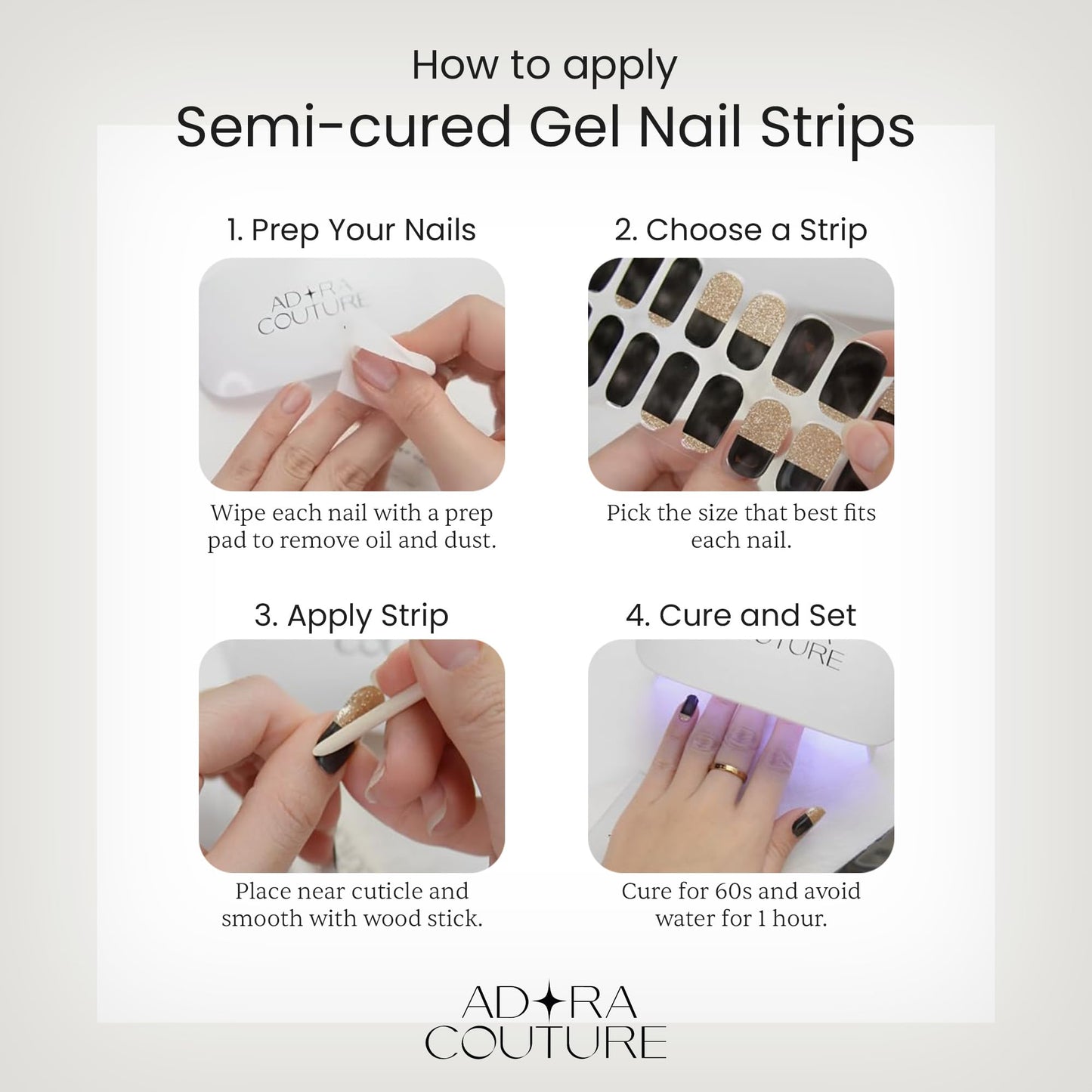 Semi Cured Gel Nail Strips with 30 Pieces – UV Gel Nail Stickers & Nail Wraps, Complete Manicure Kit Includes Prep Pads, Nail File and Wooden Stick, Easy Application, UV Light Required (Porcelain)