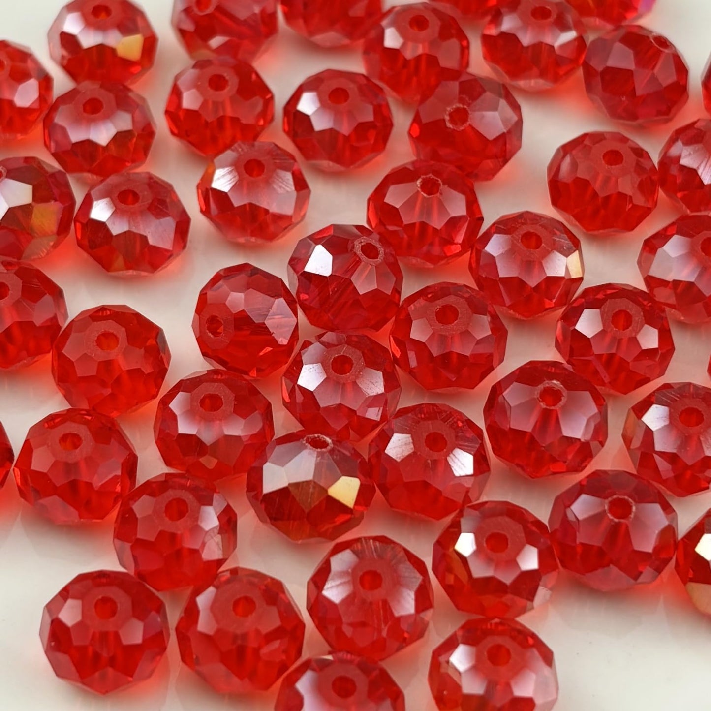 YHYPOCI 100pcs 8mm Crystal Glass Beads for Crafts Faceted Rondelle Glass Beads for Jewelry Making Crystal Spacer Beads for Necklaces Bracelets Earrings DIY Craft(Red AB)