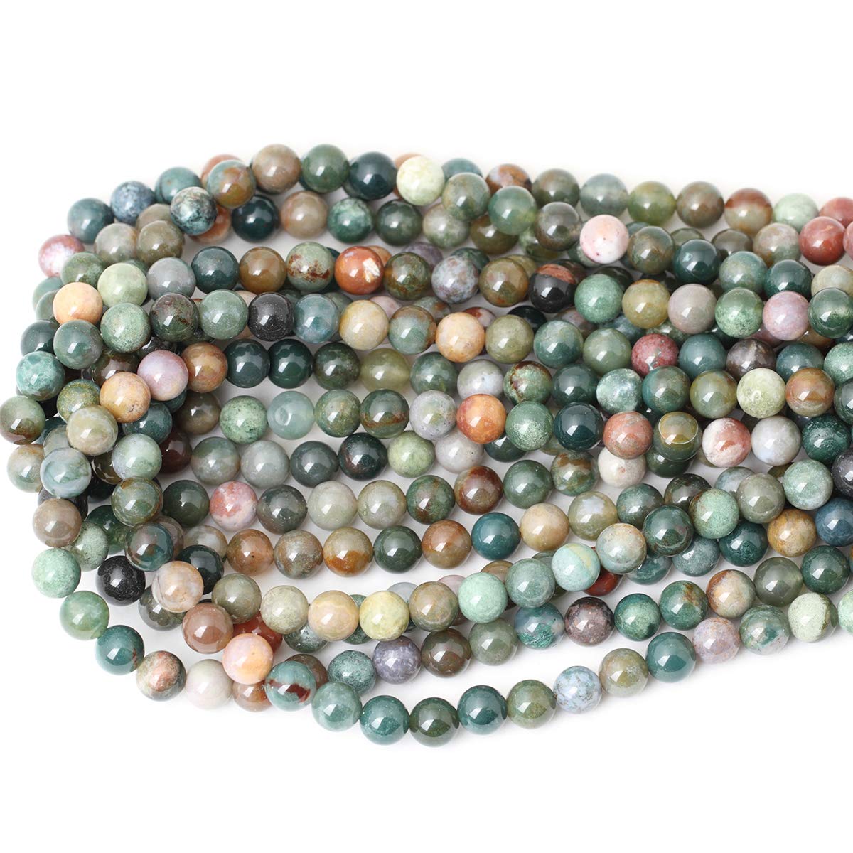 CHEAVIAN 45PCS 8mm Natural Indian Agate Gemstone Round Loose Beads for Jewelry Making DIY 1 Strand 15"