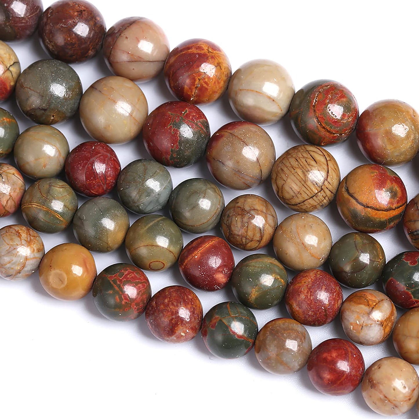 6MM 58PCS Natural Stone Picasso Jasper Loose Beads for Jewelry Making DIY Bracelet