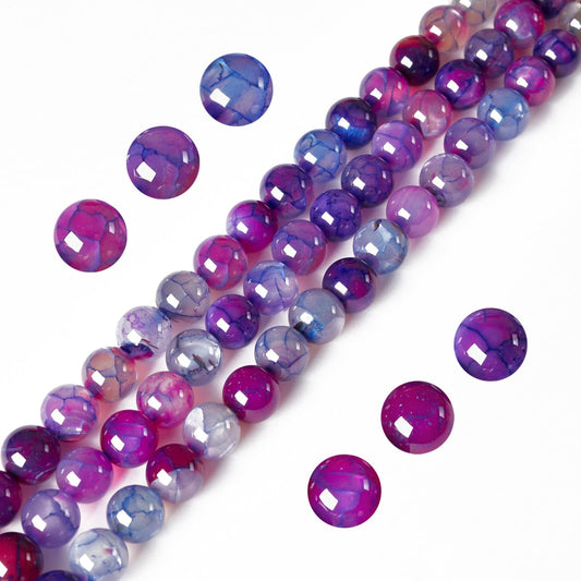 100pcs 10mm Purple Dragon Vein Agate Beads Natural Gemstone Beads Round Loose Beads for Jewelry Making