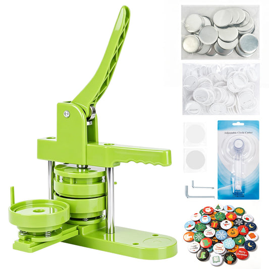 Happizza Button Maker Machine, 75mm(3 inch) DIY Pin Button Maker Press Machine Kit, Badge Button Press Machine Pin Maker Machine with Free 100pcs Button Parts&Pictures&Circle Cutter