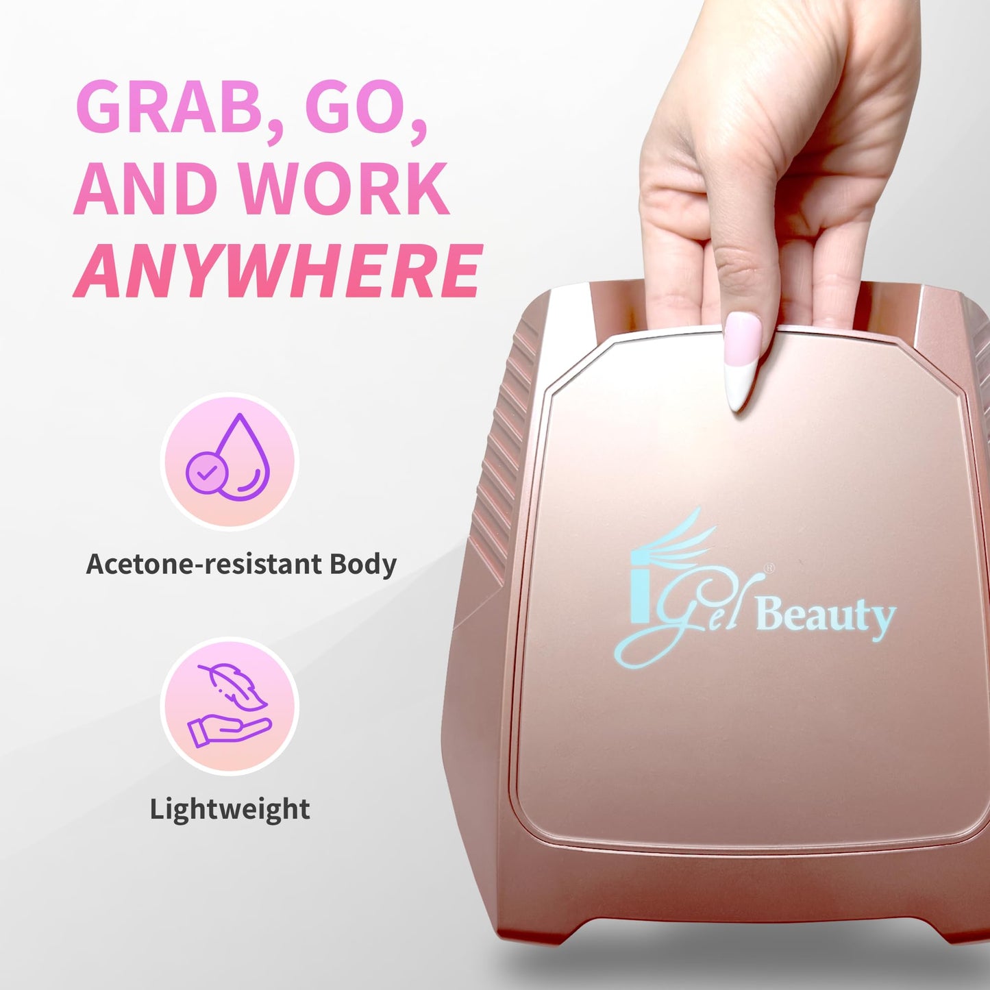 iGel Beauty Hybrid PRO 2.0 UV/LED Nail Lamp – 48W Wireless Rechargeable Nail Dryer, Full Hand Curing, Smart Motion Sensor, Removable Tray, Cordless Gel Lamp for Manicure & Pedicure