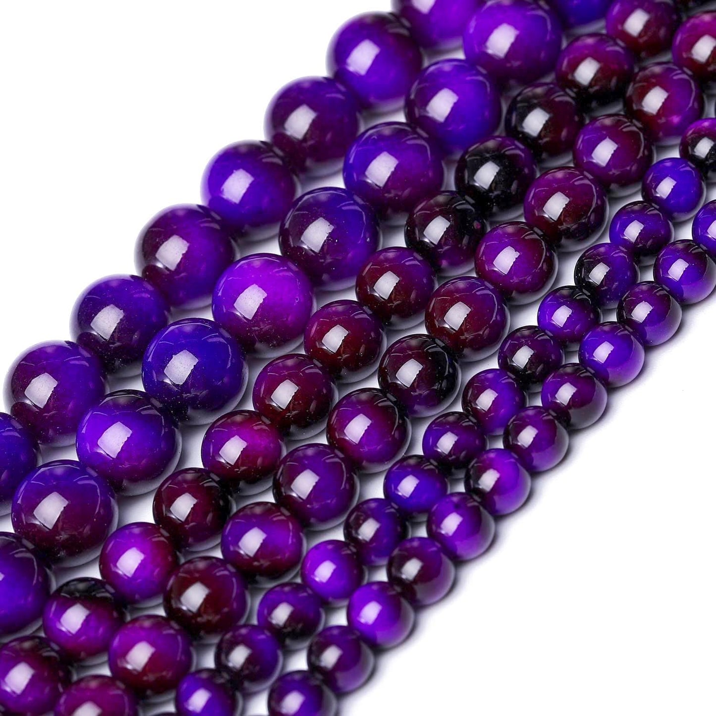 Song Xi 60PCS 6mm Purple Tiger Eye Gemstone Beads for Jewelry Making, Round Smooth Glass Beads for DIY Bracelet Necklace Earring Keychain, Arts and Crafts, for Christmas Wedding Birthday
