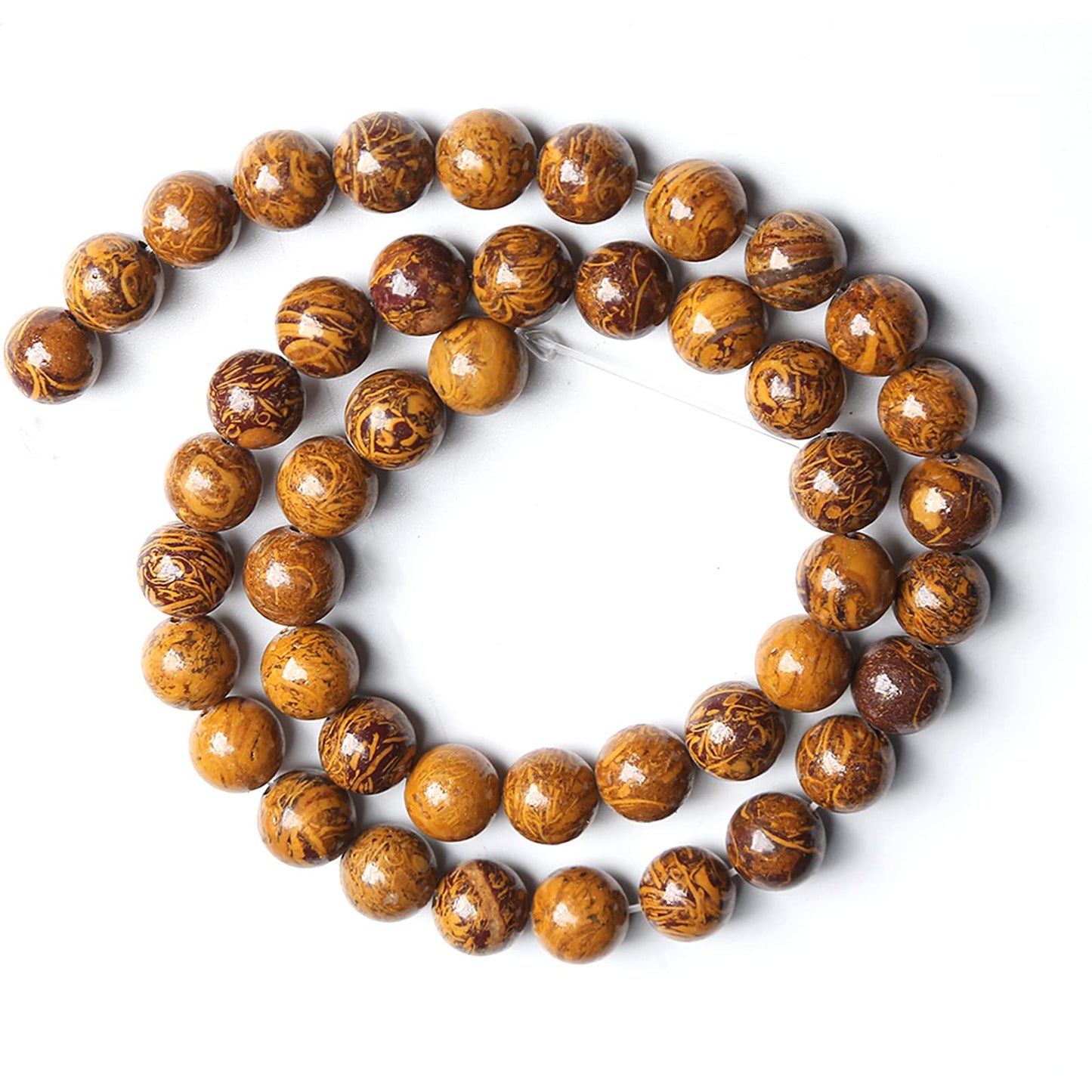 6MM 60PCS Natural Stone Yellow Sunflower Jasper Loose Beads for Jewelry Making DIY Bracelet