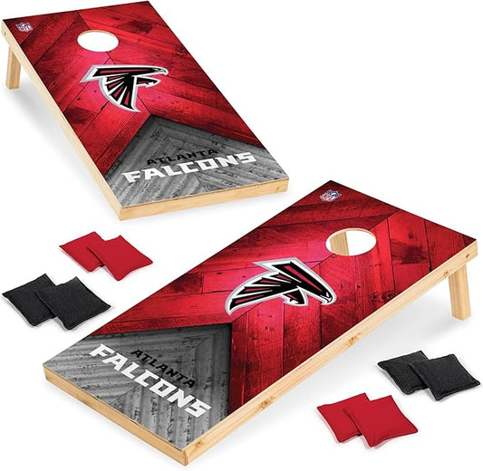 NFL Football 2' x 4' Regulation Size Solid Wood Cornhole Set with Direct Print HD Team Graphics Great Gift for Any Football Fan! Bean Bag Toss Family Outdoor Game