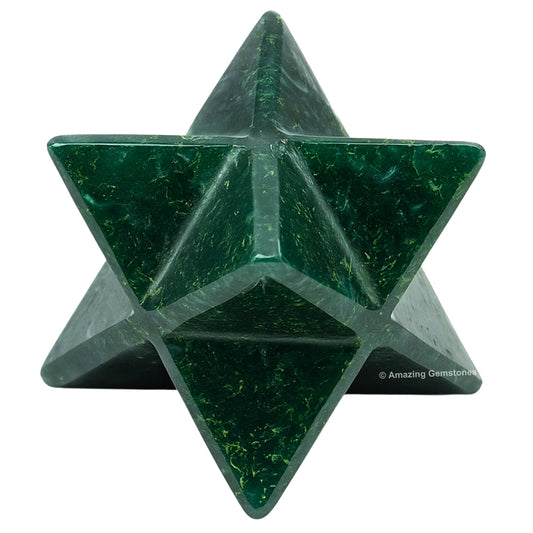 Amazing Gemstone Moss Agate Merkaba Crystal - 1 Inches Metaphysical Merkaba Star for Meditation - Energetic Tetrahedron Crystal and Healing Stones for Spiritual Growth and Healing (20-25mm)