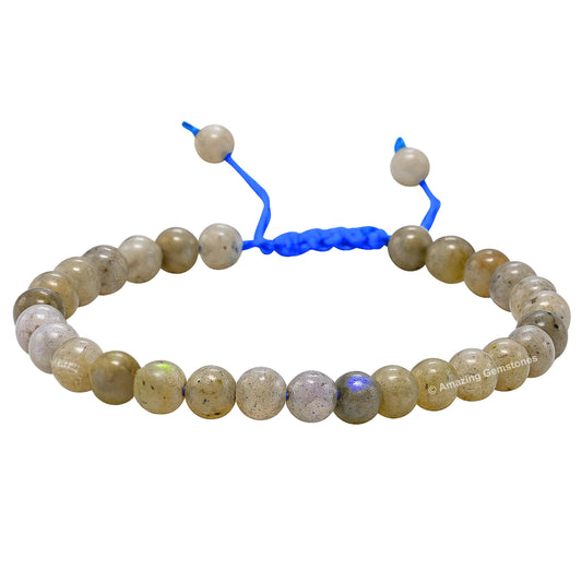 Amazing Gemstone Labradorite Bracelet, Gifts For Men & Women - Protection Healing Crystal Bracelet - 6mm Gemstone Beaded Adjustable Bracelet, Pulseras Para Hombres Mujer Stocking Stuffers