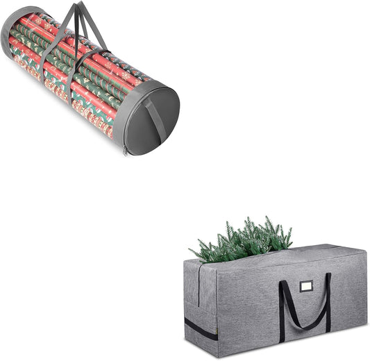 BALEINE Christmas Tree Storage Bag - 7.5FT with Wrapping Paper Organizer | Durable & Spacious